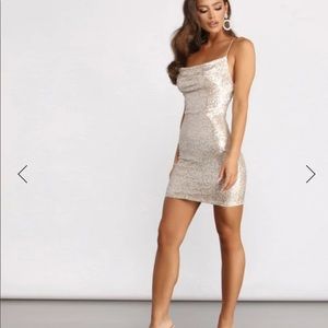 Gold Sequin Mini Dress